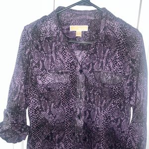 Michael Kors purple snAke print shirt size medium